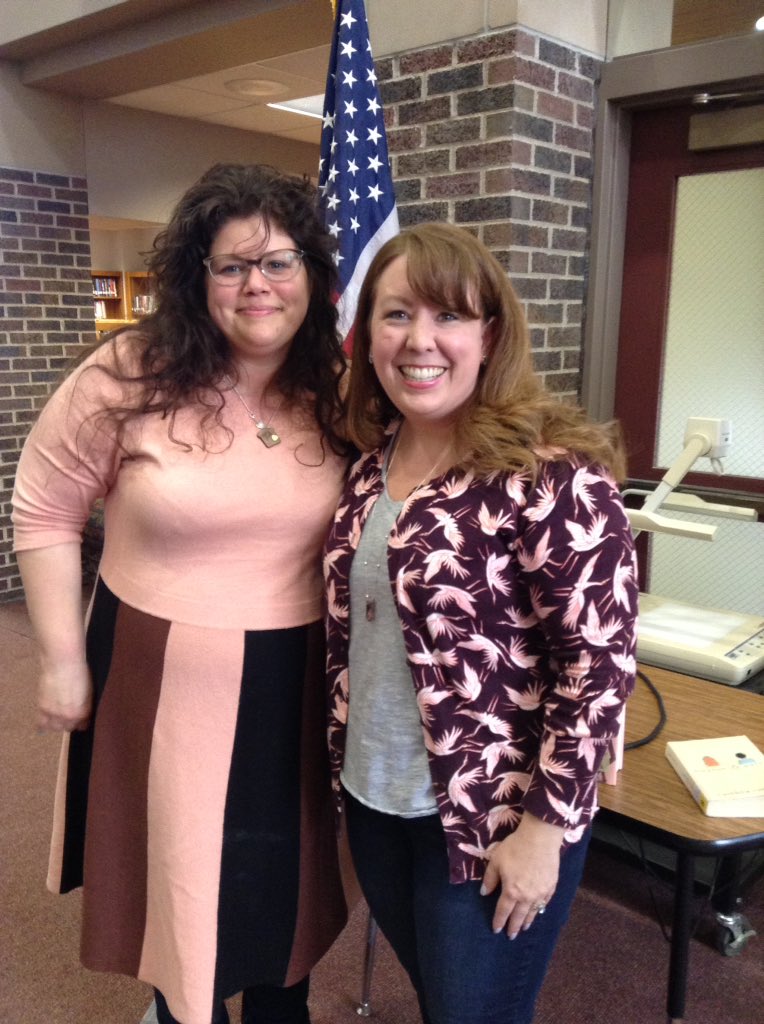 PrincessLibrary's tweet photo. Thanks @rainbowrowell for stopping by South High. @OPS_SouthLib https://t.co/sWBgq5HfD6