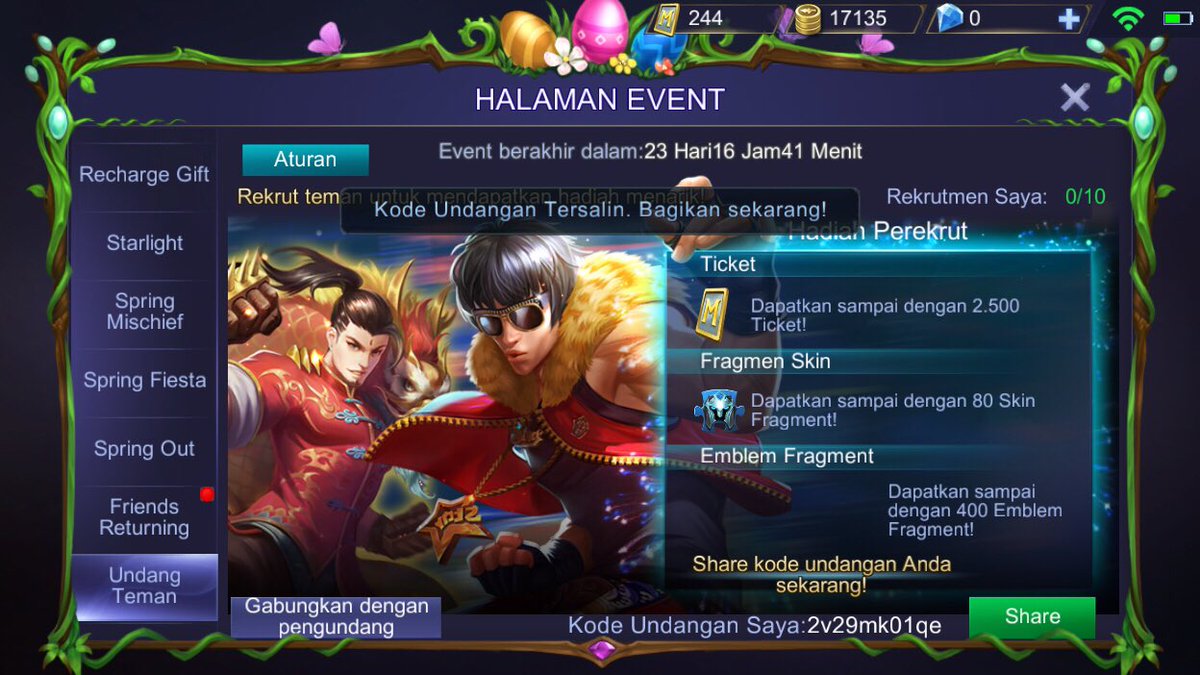 Datang dan tantang Player MOBA TOP di dunia dengan saya! Masuk ke dalam Game dan gunakan Invitation Code: 2v29mk01qe Anda untuk menghubungkan akun kita dan dapatkan hadiah yang menarik! Download sekarang:mlbb.app.link/Pj8LAOHy