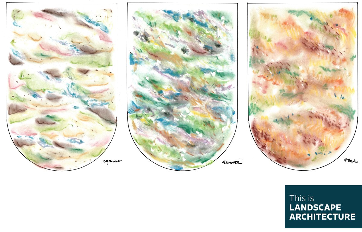TGDAinc's tweet photo. Part of our landscape architecture practice involves the design and choreography of bloom times. These sketches communicate the seasonal variations of the planting palette for an upcoming project installation @NavyPier . #WLAM2018 #DesignforLife #ilasla https://t.co/ZaKpXuYZh7