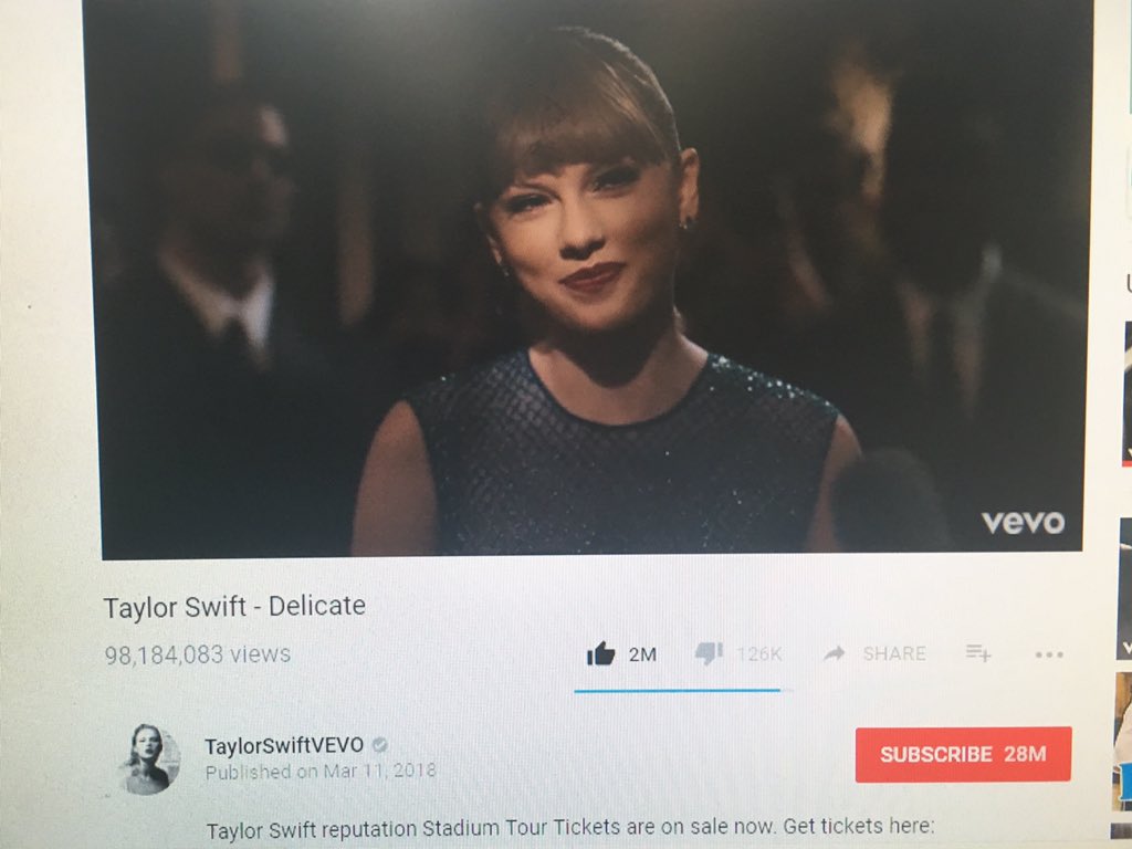 Manxita's tweet photo. @taylornation13 @Vevo Watching right now! The best way to start the weekend! #TaylorNationWeekendHang #ItsDelicate https://t.co/OoFr8TjBJM