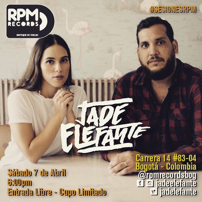 jadelefante's tweet photo. Mañana sábado tocando en @RPMRecordsBOG! Los esperamos a las 6:00pm! ✌🏼✌🏼 #sesionesrpm https://t.co/0OIhznFfaQ