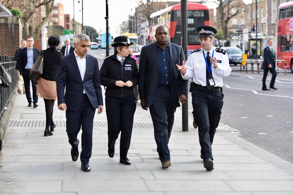 DavidLammy's tweet photo. Earlier tonight @SadiqKhan and the @metpoliceuk Commissioner visited Tottenham to meet with my constituents and hear what life is like on the front line. The meetings were raw and honest. People are angry, hurting and scared. We now need political consensus to address this crisis https://t.co/aRsbFMC8RW