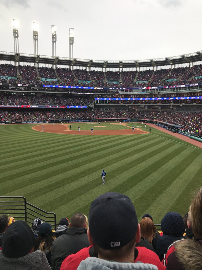 I’m at the #HomeOpener2018 of the @Indians with my husband and his best friend......in the bleachers......Let’s see how this goes. #Cleveland