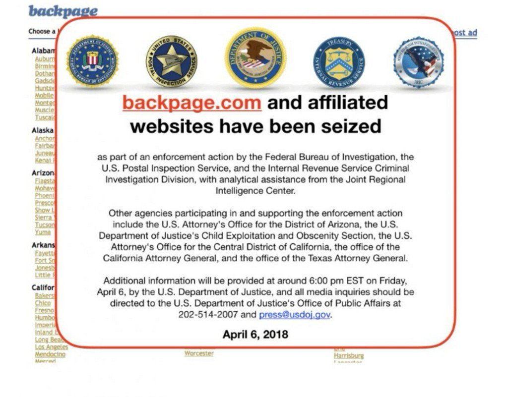 Reuters's tweet photo. Sex marketplace https://t.co/jWRZAISW6e seized by U.S. justice authorities: posting https://t.co/EaB9Fjc1yS https://t.co/iDGlGTp64S