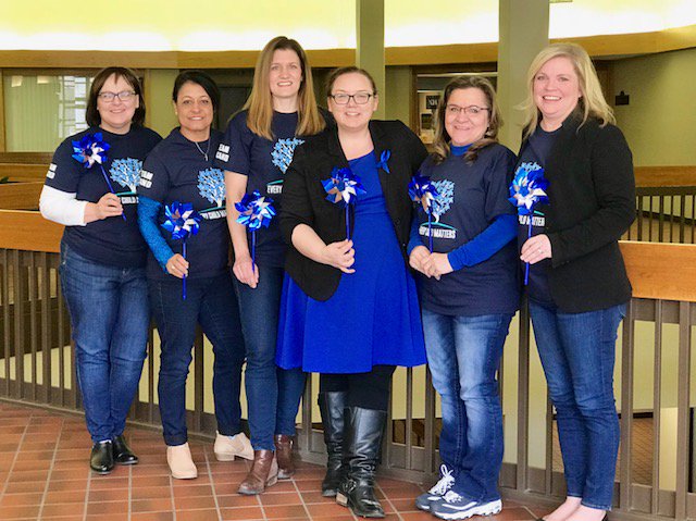 pcand3's tweet photo. Prevent Child Abuse North Dakota staff - missing our MIECHV Director Linda and our Tribal Programming Director Jacob - are wearing blue in support of #greatchildhoods!  #wearbluedaynd https://t.co/dnPBBdrTlG