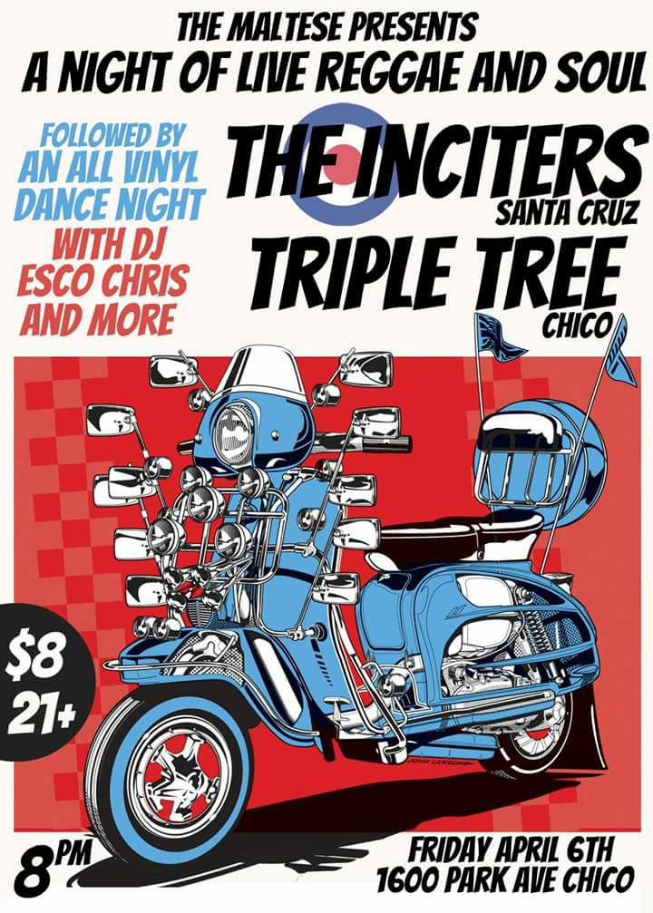 TripleTreeMusic's tweet photo. we play tonight at the Maltese with the Inciters from Santa Cruz.
#reggae #tripletree #chicoreggae #rootsrockreggae #bobmarley #rebelution https://t.co/bW4TfApNOm