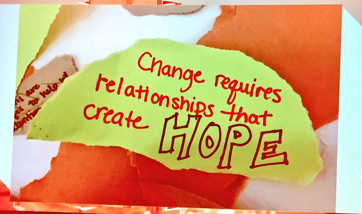 dvodicka's tweet image. “Change requires relationships that create hope” from @jimeagen of @SynapseSchool #LSOTF #learningtogether