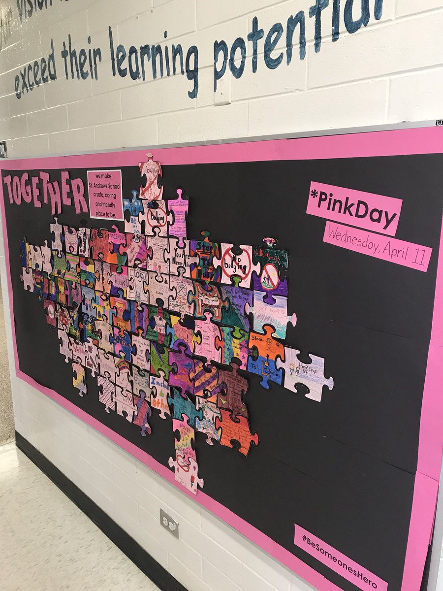 Our students are putting the puzzle pieces together in preparation for ‘Wear Pink to School’ Day on Wednesday April 11 to stand up as one against bullying #pinkshirtday #notinourschool #saynotobullying