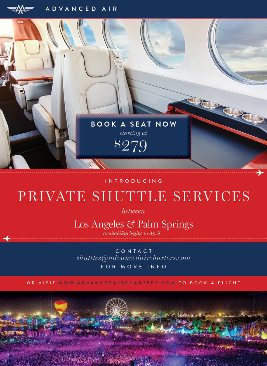 AdvancedAirline's tweet image. #Coachella #PrivateShuttle #AdvancedAir #Luxury