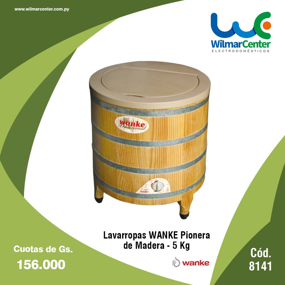 WilmarCenter's tweet photo. El lavarropas Wanke Pionera de madera, es el lavarropas tradicional, pero ahora viene totalmente mejorado con 5 Kgs., de capacidad, Timer electromecánico con 3 programas de lavado y apagado automático. Wilmar Center te espera con precios justos, cuidando siempre tu economía. https://t.co/tFvfUoriY7