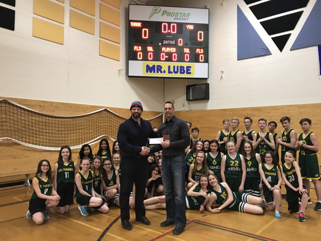 StTheresa2's tweet photo. Thank you to @prostar_energy and @mrlube for their generous donation to our St.Theresa school score board clock. We acknowledged Mr. Bendera @Prostar_Terry from Prostar Energy in a school school assembly. Thank you so much for all your support! https://t.co/B7o4qF9qCf