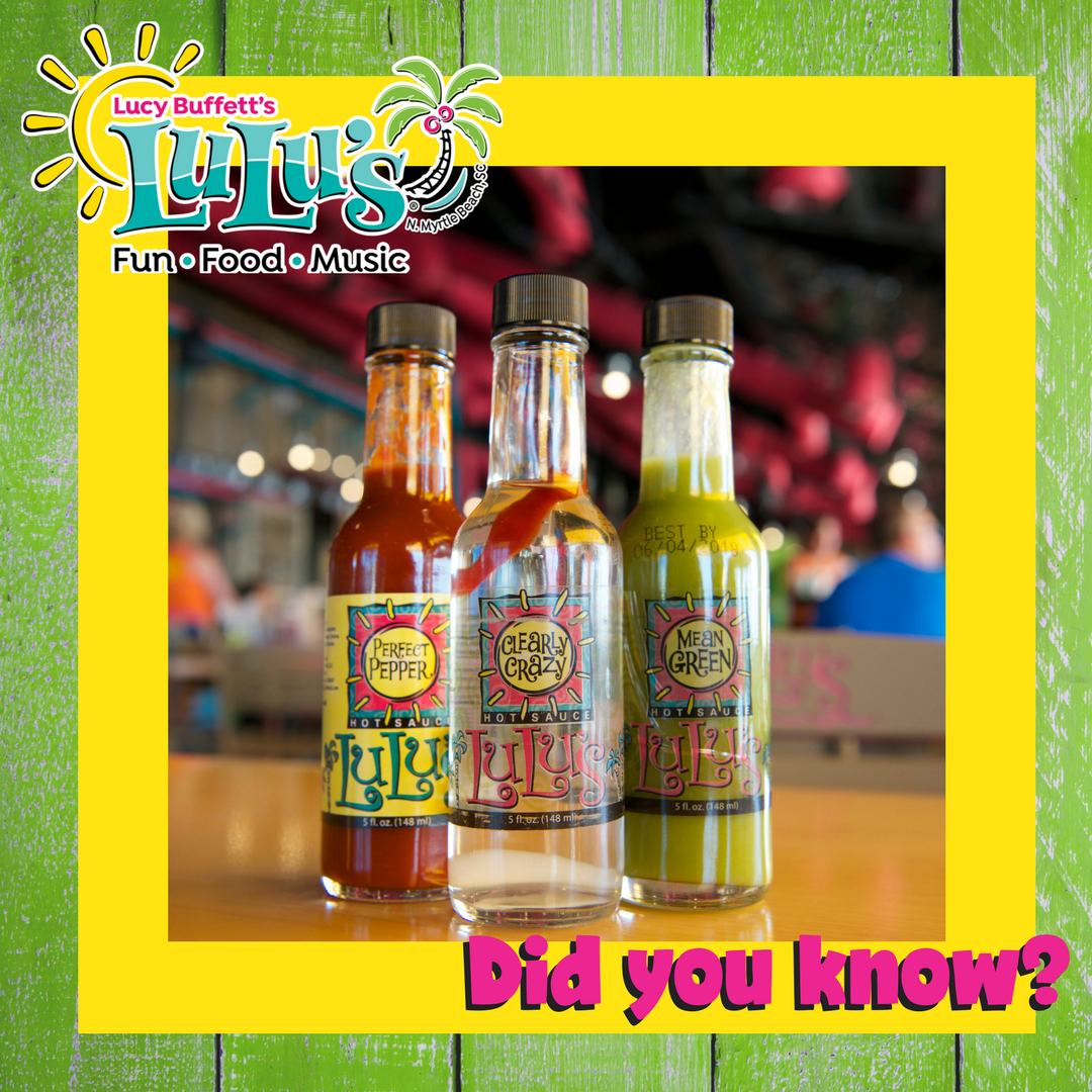 LuLusMyrtleBch's tweet photo. π₯Did you know that sometimes we like it HOT?!π₯ But we know everyone has their own tastes so we keep these right on the table. Our own LuLu's Hot Sauces..Available on table, in store and online π #ClearlyCrazy #PerfectPepper #MeanGreen #LuLusNMB https://t.co/opikffbXnY