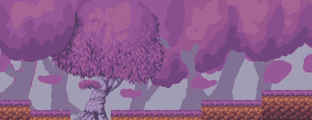 Anokolisa's tweet photo. hello folks, after studies on the small #trees I started a small project of about 30 elements, with the purpose of using everything I learned in those weeks, #pixelart #assetsstore #assets #gamedev #indiegame #gameart #game #gamedev #indiedev #indiegamedev #pixeç #forest #purple https://t.co/DkYSguzM5q