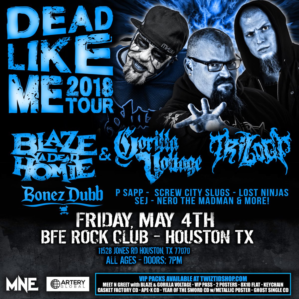 BonezAMB's tweet photo. 🚨 NEWS ALERT 🚨
Ima be rippin up a solo set at the #HoustonTX date of the #DeadLikeMeTour joining my big bro @BlazeYaDead1 and my west side familia @gorillavoltage as well as the homies #trilogy #sej and more!
#bferockclub #may4th #starwarsday #maythe4thbewithyou #jedishit https://t.co/V14HIM4Kfh