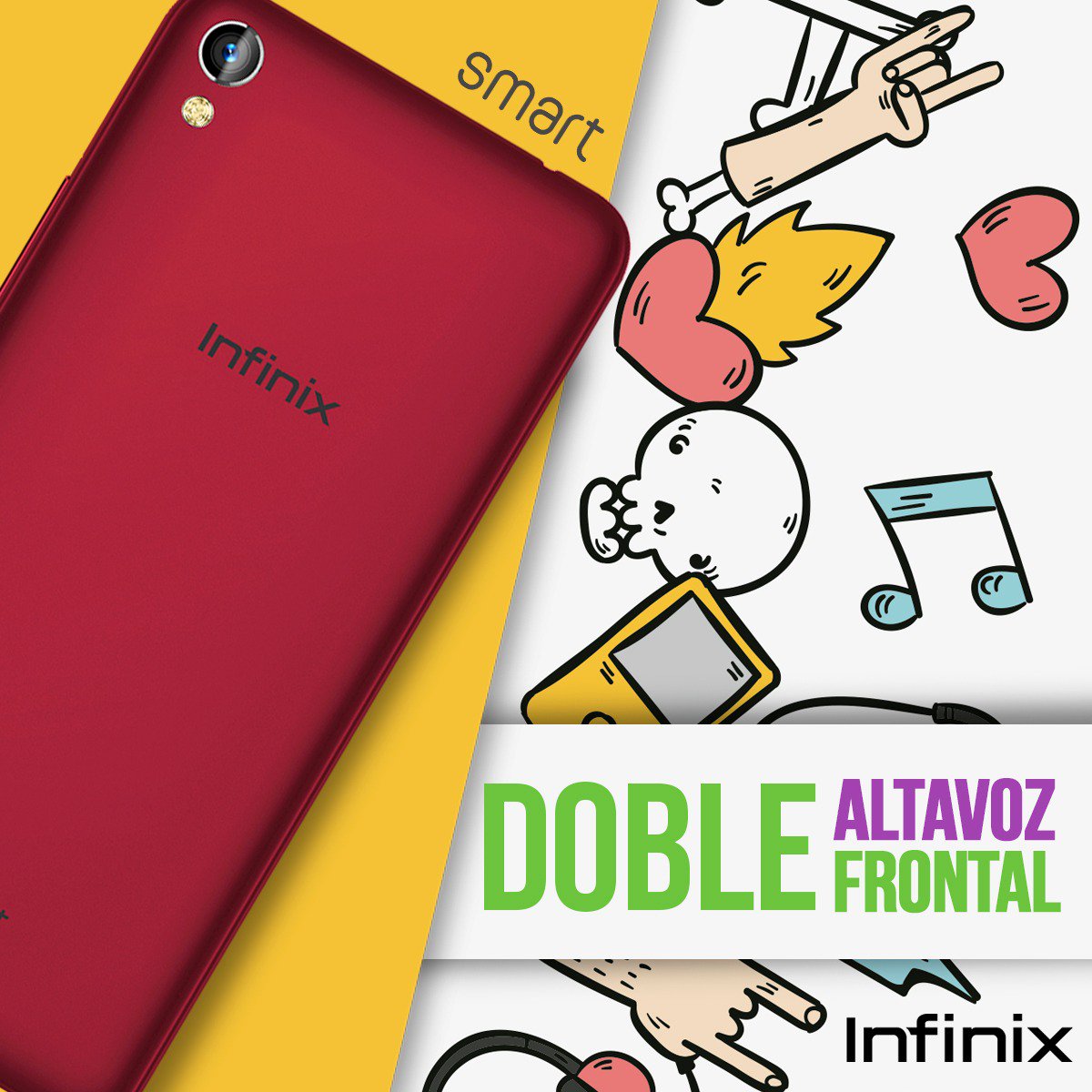 InfinixColombia's tweet photo. #Smart Lleva tu música a otro nivel. 
 #tecnologia #infinix #smartphone #ofertas #lifestyle #celulares #infinix #celularescolombia #smartphone #Tecnologia #ofertas #bateria #cargarapida #celulareeconomicos #altavoces https://t.co/exV40wLwRj
