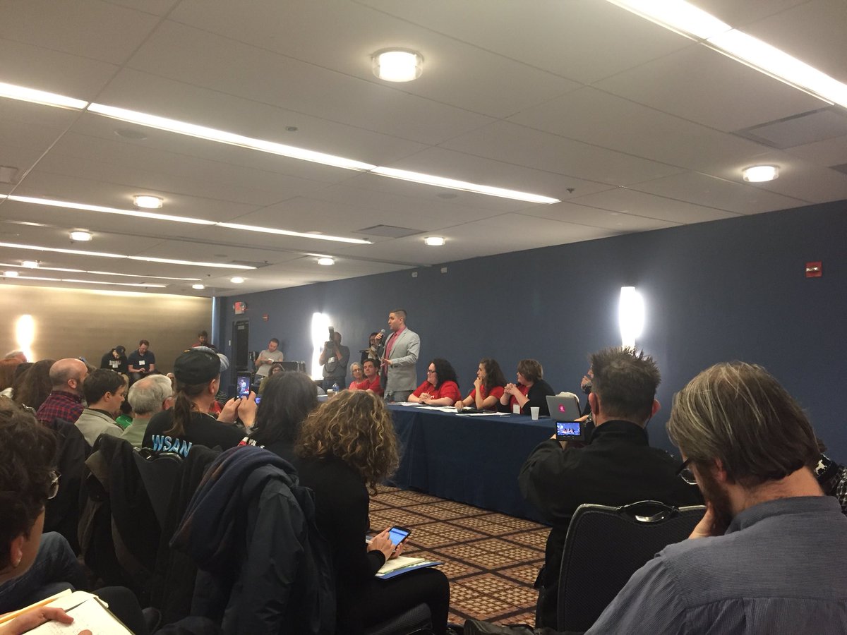 MilesKLassin's tweet image. West Virginia teacher says PEIA wanted to track how much sex they were having to determine their deductibles, crowd hisses. #labornotes