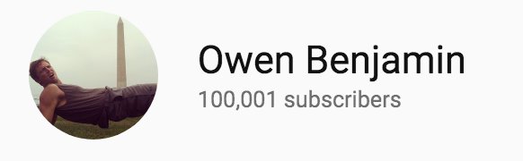 WooHooYoo's tweet image. Congratulation to Owen Benjamin and all of the Bears for reaching 100K subscriptions on You Tube!!

hughpianist.com
#unBEARables 
@Coddington_Bear 
@Guckoff69 
@nimmthegreat 
@bigbearmcsalmo1 
6:34 PM EST
youtube.com/channel/UCyQsQ…
@guitar_bear