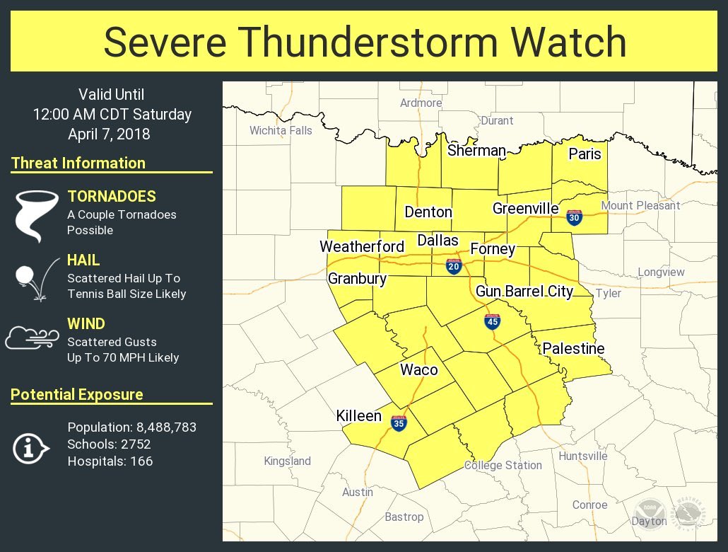 bosqueemc's tweet photo. Severe Thunderstorm Watch has been issued for the area this evening. Keep an eye to the sky. #ctxwx https://t.co/q7s4RHwVFQ
