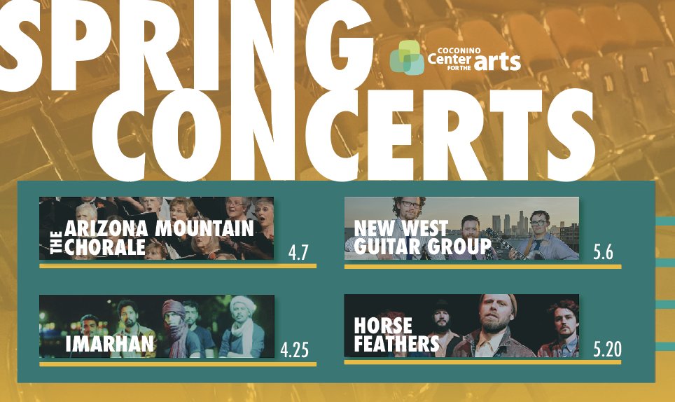 Tickets are on sale now for spring #concerts at the Coconino Center for the #Arts! bit.ly/2JpHT2r #Flagstaff