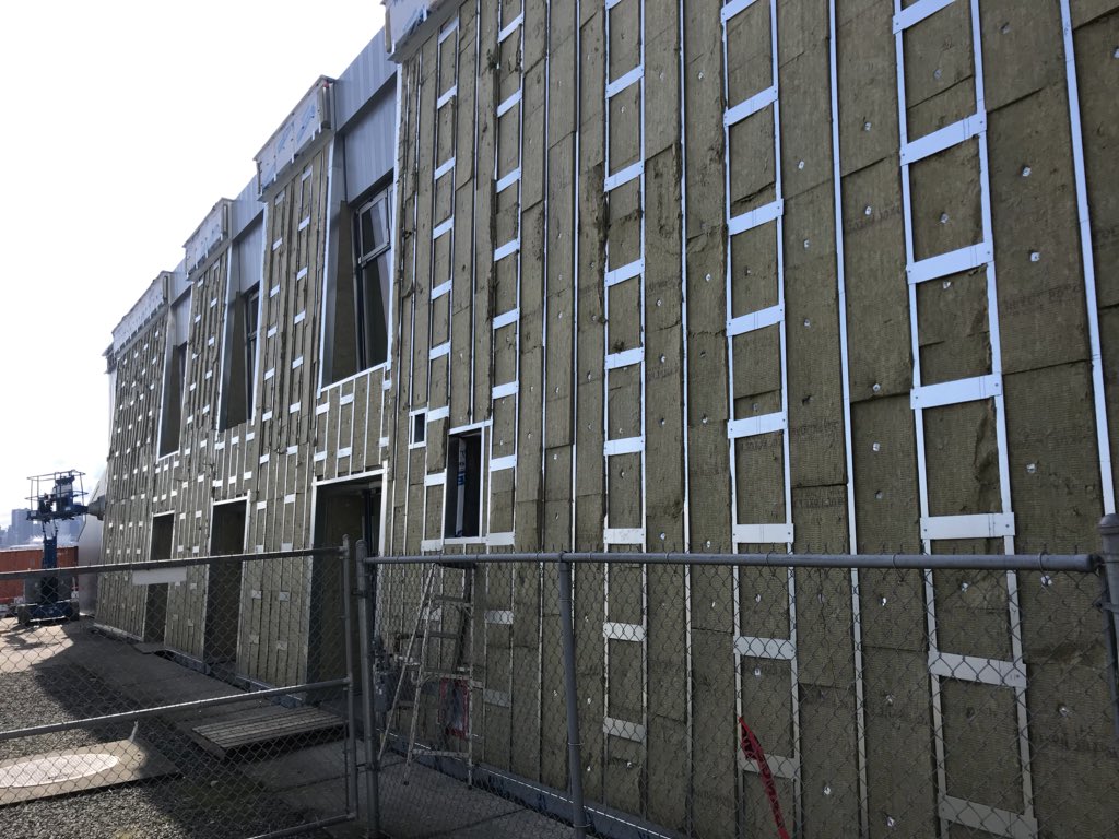 MontePaulsen's tweet image. Another thermal bridging facepalm: Continuous metal Z girts such as these reduce the thermal resistance of the insulation by about 90%, rendering the expensive endeavor a waste of time and money.