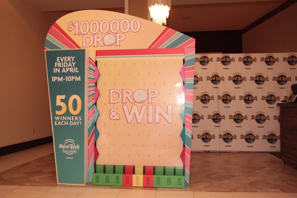 SHRTampa's tweet photo. We’re lit this #Friday as we continue on with the $1,000,000 Drop! Join us today and every Friday in April for your chance at 1 million dollars! Who will be our next lucky contestants? 🤔🤑 #HardRockTampa https://t.co/zcCQ9RF1qI