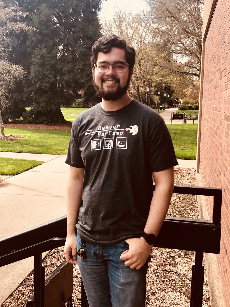 OsuCass's tweet image. Check out @Monochromicom modeling the freshly delivered @BeaverBarCamp t-shirts! Sign up now to get your own at tomorrow's event on the Corvallis campus: beaverbarcamp18.eventbrite.com