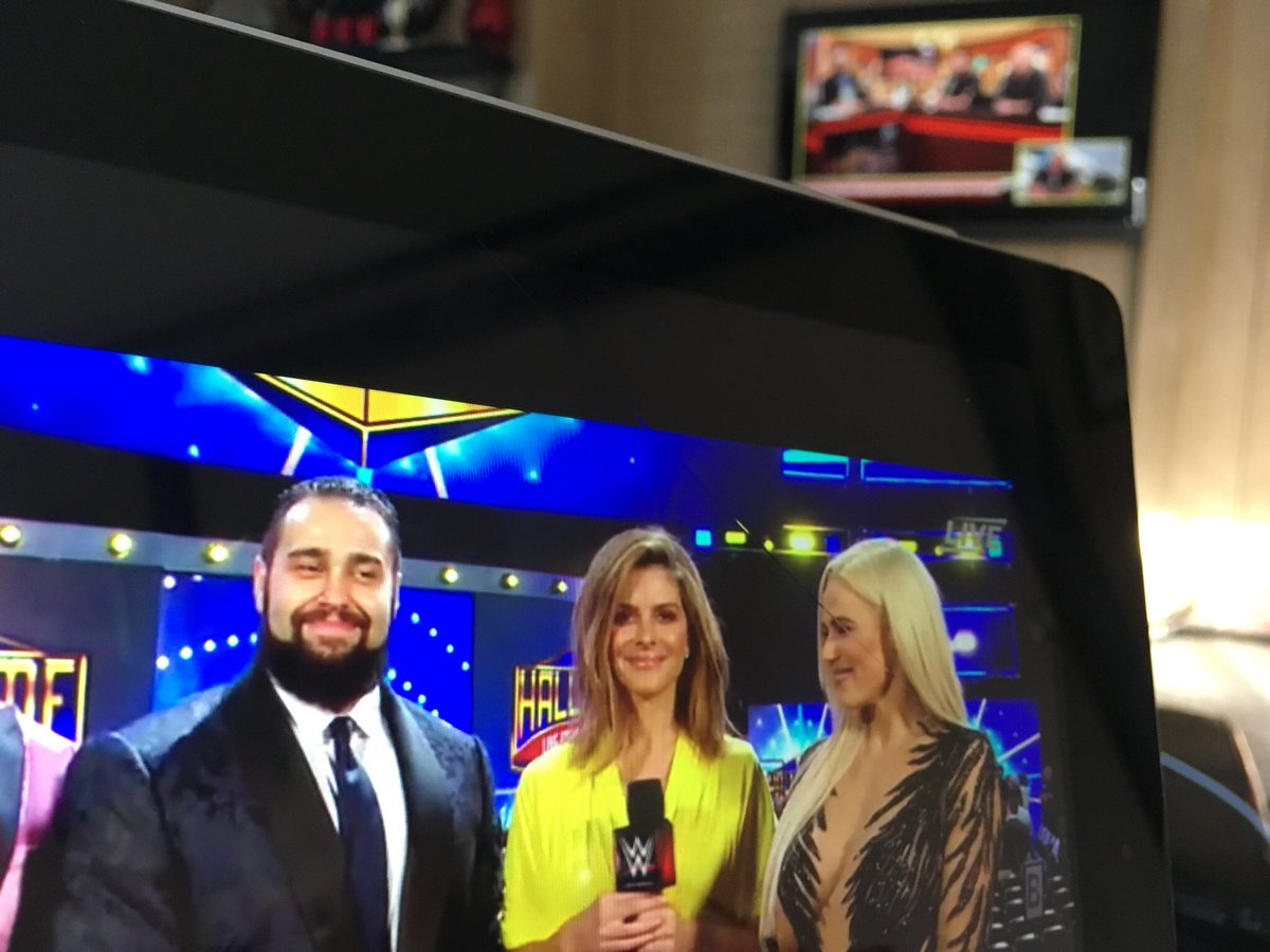 DDDULUTH's tweet photo. Pretty sure I posted a similar shot a year ago.  Watching #WWEHOF and latest @InHotWatershow at the same time like a true dork!!! @genobisconte @aaronbergcomedy #WWE #FlyoverPhil https://t.co/5fteQ6IjEf
