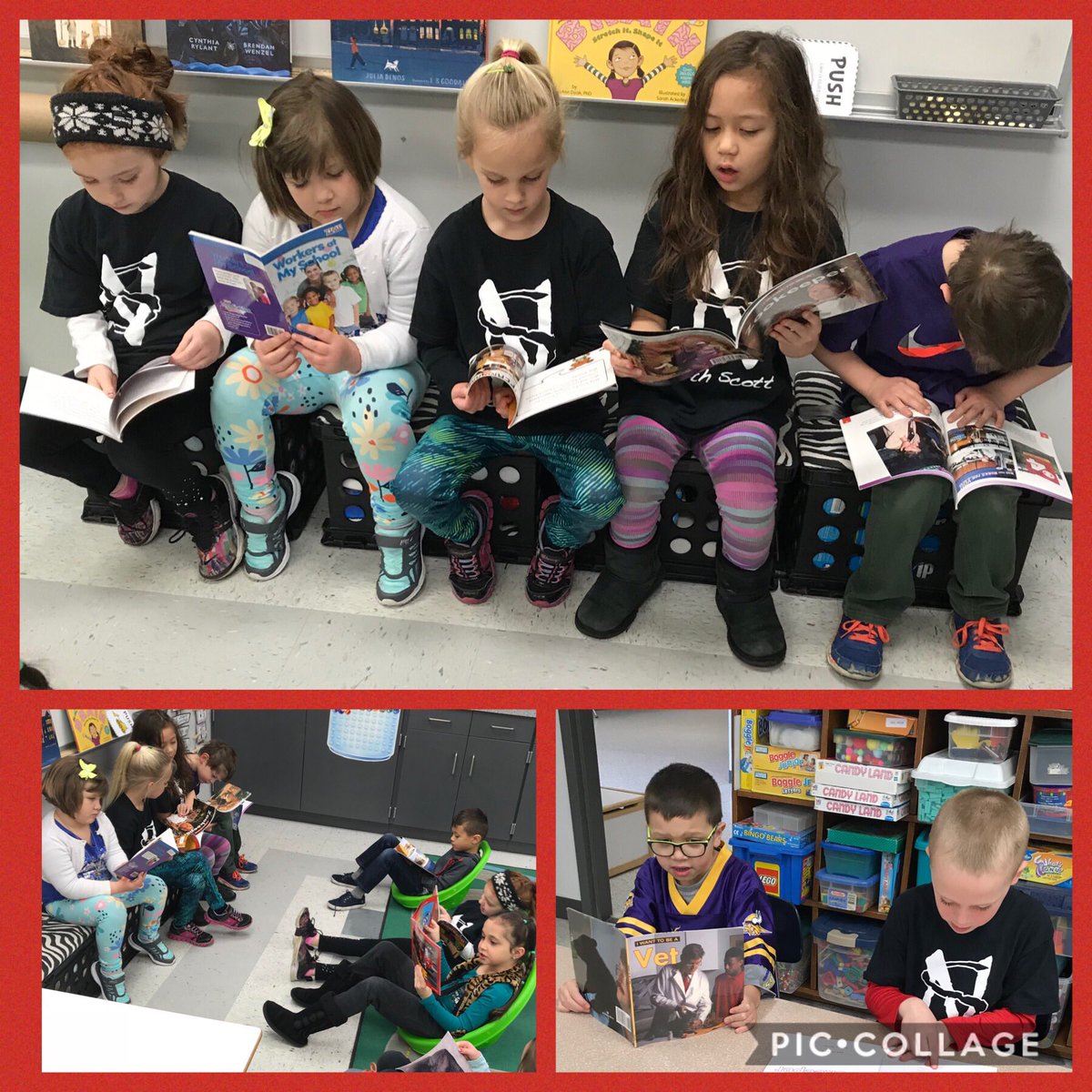 Ed White Kindergarten students read books about different jobs they want to do when they grow up to help them prepare for their own book they are going to write...and publish! @EdWhiteElem
