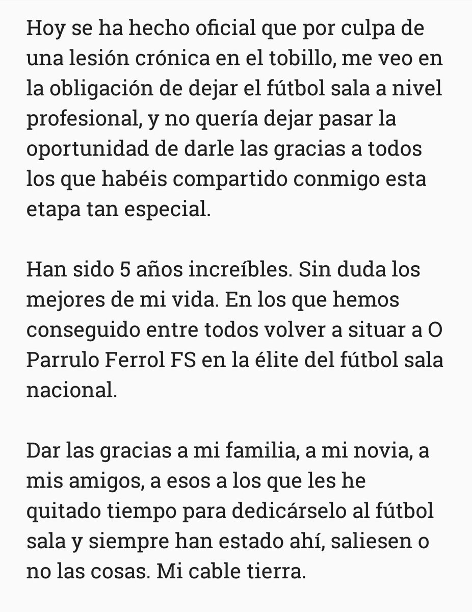 oskrp1's tweet photo. Hoy se ha hecho oficial que dejo el fútbol sala de forma profesional por culpa de una lesión. Aquí os dejo mi despedida #LNFS #VamosParrulo https://t.co/l3PqWwD2lF