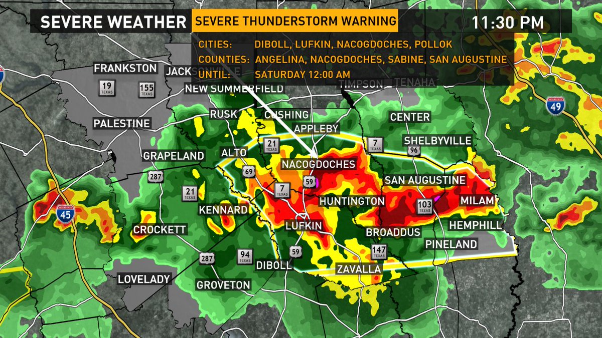JoelBarnes13's tweet photo. SEVERE THUNDERSTORM WARNING! #CBS19WX #txwx #severe #weather https://t.co/Yc6CJsqzyY