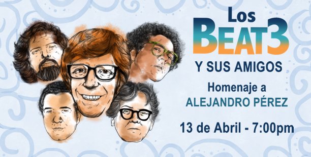 LosBeat3's tweet photo. "LOS BEAT3 Y SUS AMIGOS" EN CONCIERTO VIERNES 13 DE ABRIL CENTRO CULTURAL BOD 7PM: BIELLA DA ACOSTA, ALVARO FALCON, COLINA, HENRI STEPHEN, LUIS IRAN, ARMANDO ALVAREZ (GAELICA), VALERIO GONZALEZ (ADITUS), LEONOR JOVE, EDDY PEREZ..., POR https://t.co/BkM5ASrvMM O TAQUILLA TEATRO https://t.co/FkMjz2NoXF