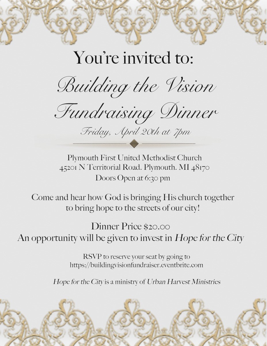 UrbanHarvestMin's tweet photo. The Building the Vision Fundraising Dinner is 2 weeks away! RSVP now! https://t.co/UKnAtuoRec #buildingvision #fundraiser #detroit #hopeforthecity #urbanharvestministries #ignite https://t.co/n5qggb7Pxn