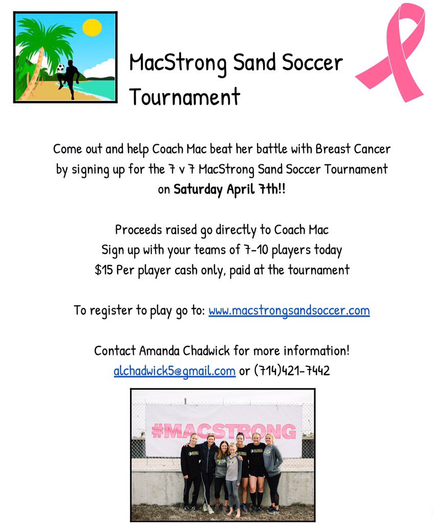 markmays22's tweet photo. Come support @MacStrongsoccer Sand Soccer Tournament happening TOMORROW!!! All ages, $15 to play, beach at magnolia! https://t.co/egjynEBUQw