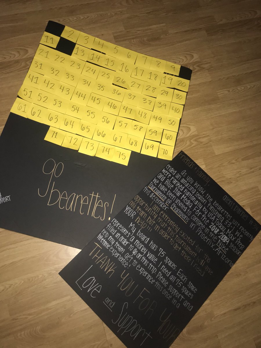 alexisbarness's tweet image. hey guysssss!!!!!!!! The bearettes have a ONCE IN A LIFETIME opportunity and we need your help!!!!!! buy a spot on my board and help get me and my teammates to the Nike Tournament Of Champions!!!!!! GO BEARETTES!!!!!!!💛🐻🌟