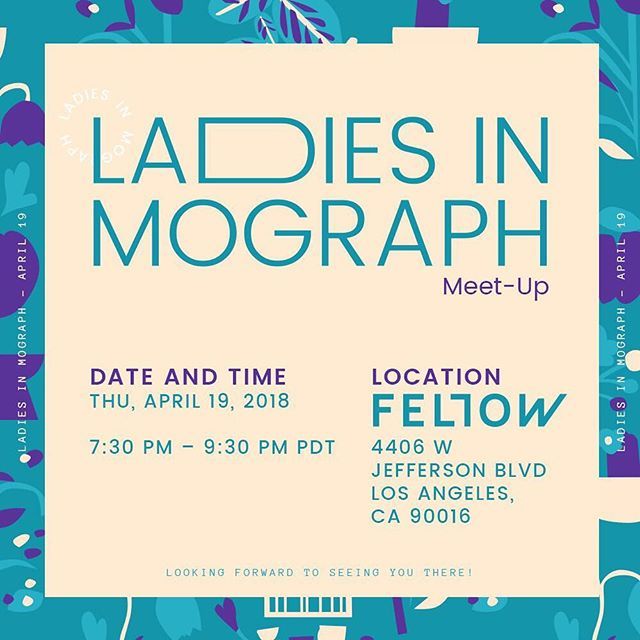 Fellowla's tweet photo. Fellow is excited to host the next @ladiesinmograph Meet-Up on Thursday, April 19th! 
Stop by for beverages, snacks, and professional networking starting at 7:30pm. Link in our bio for more information and to RSVP! https://t.co/rujH6PIk6c https://t.co/CetW0yafiw