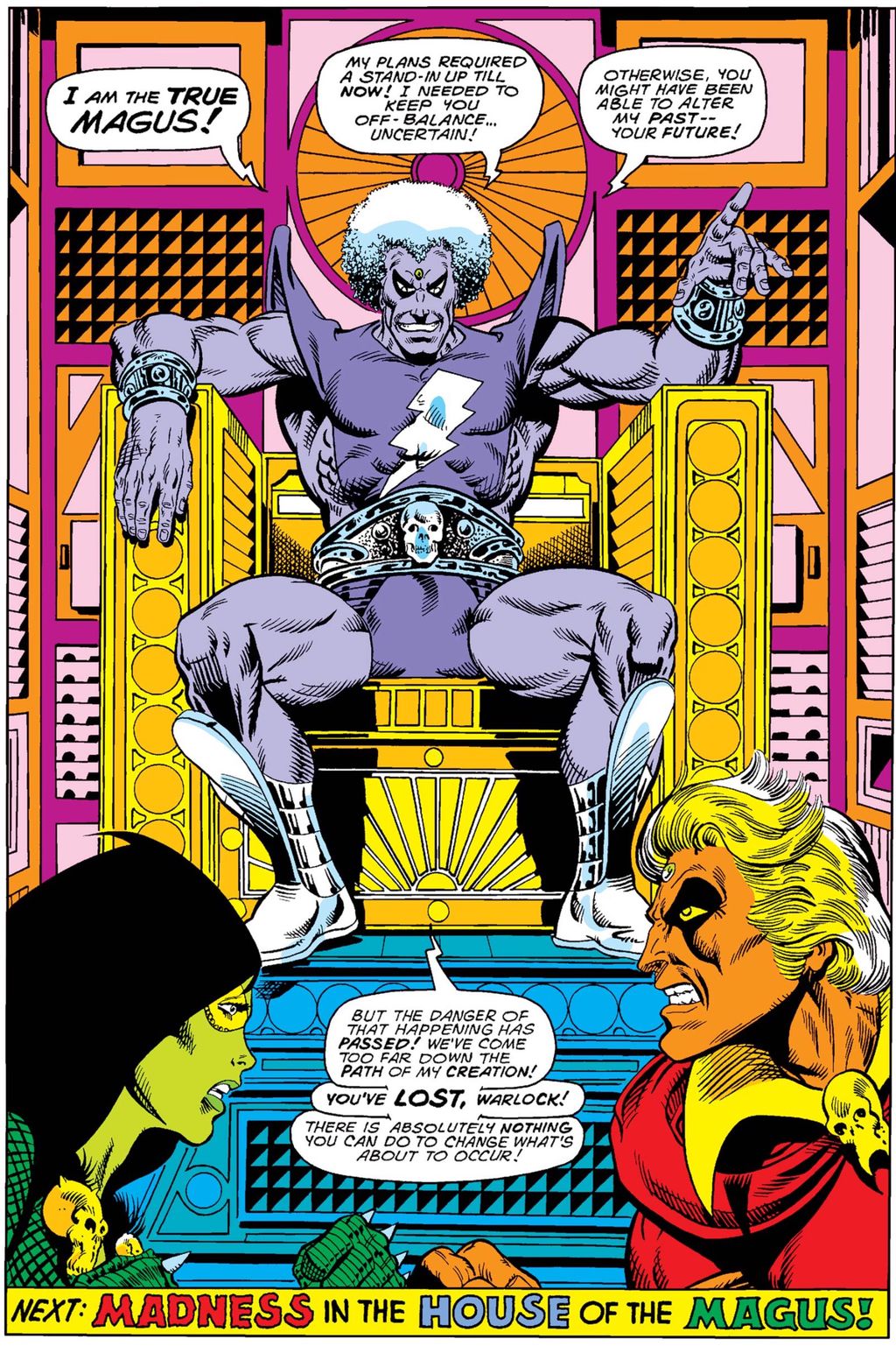 marvel daily art twitterissa the magus finally reveals his true form as the person who warlock will become in the future from his coloration he s basically the opposite version of adam warlock