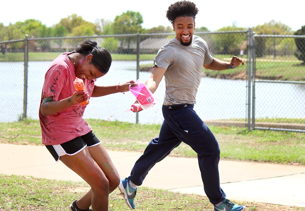 WichitanOnline's tweet photo. Here's a sneak peek of the photos from today's Paint Fight. Be on the lookout for the full gallery and story tomorrow! "[The Paint Fight] was so cool. They got me while I was down, we didn't have any more ammo after a while and they got us," Eviyon Harris, sports &amp; leisure junior https://t.co/k8H3KizQ5X