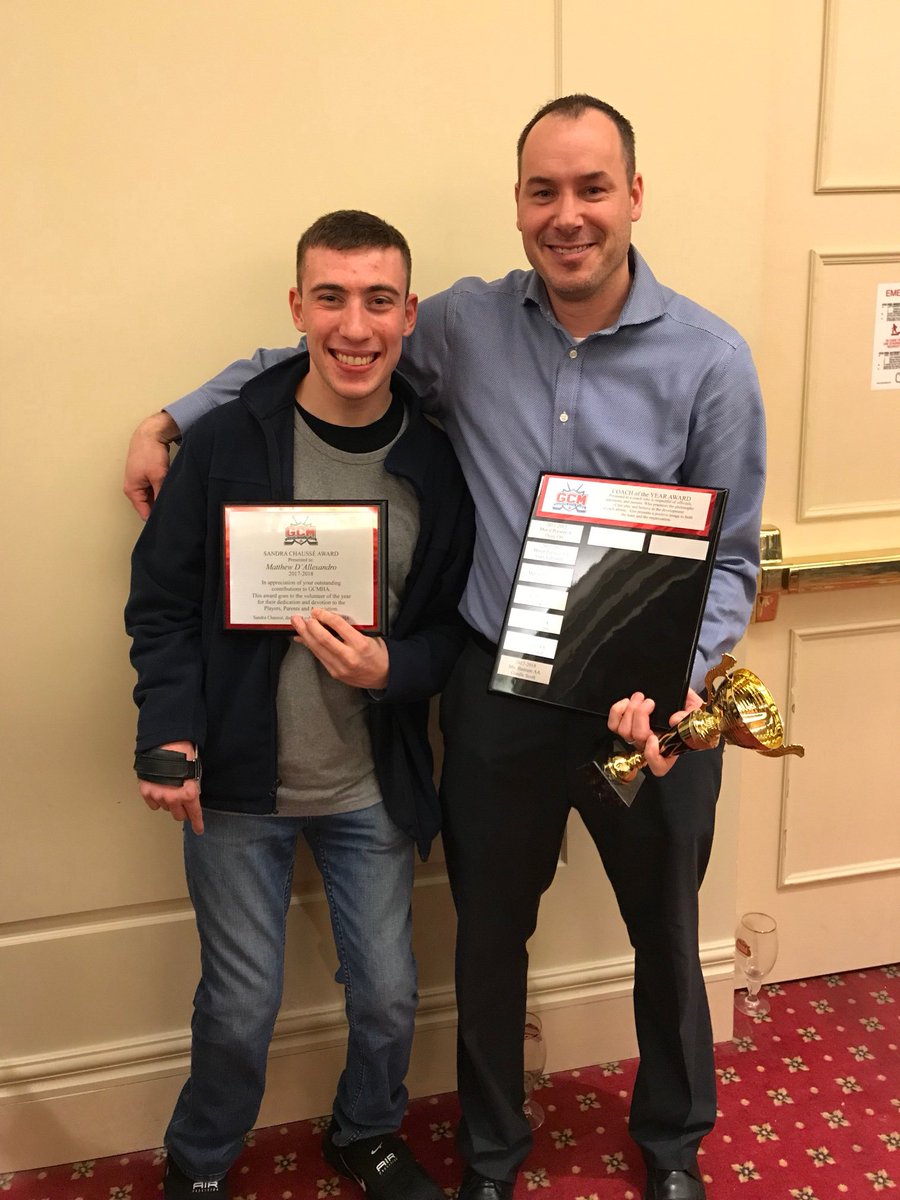 <a href="/GCMHA/">GCMHA_Hockey</a>  I am  honoured to receive the Sandra Chausse award (Volunteer of the Year) at the GCMHA award’s night last night. Congratulations to Gordie Scott on winning Coach Of The Year!  

#LOVEWHATYOUDO