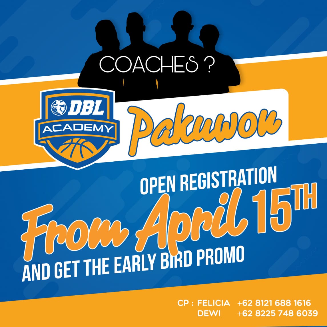 Sudah pada tau kan Champs kalau DBL Academy akan buka di Pakuwon???
Yup kalian bisa booking seat mulai dari sekarang loh! 😎
Yuk yuk buruan aja daftar dan ajak teman kalian sebanyak-banyaknya karena akan ada spesial discount dari kami! 😆