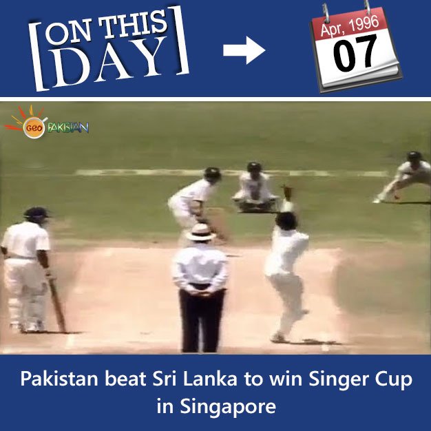 geopakistantv's tweet photo. #OnThisDay: Pakistan beat Sri Lanka to win Singer Cup in Singapore 🏏

#GeoNews #GeoPakistan #SriLanka #SingerCup https://t.co/LuTtfKL83b