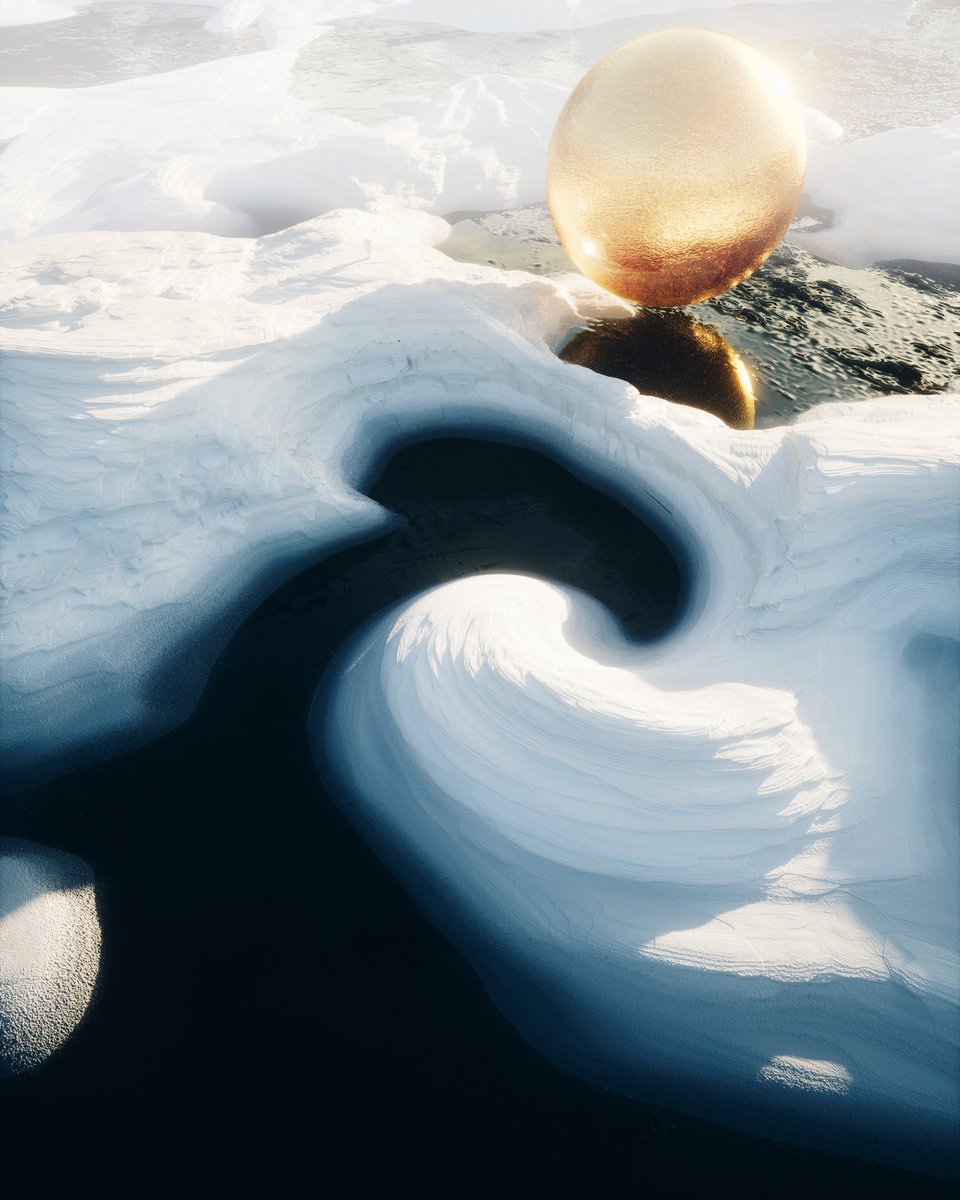 Terraform - #ice #gold #landscape #scifi #cinema4d #otoy #octanerender #octane #3d #digitalart #white