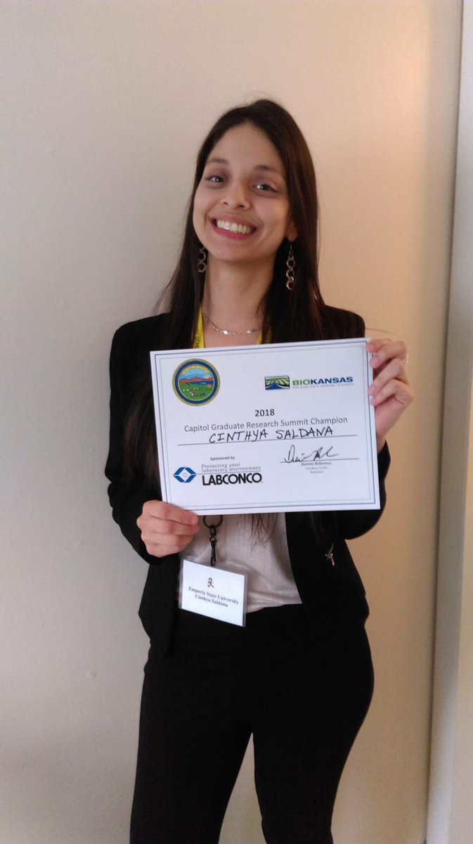 ESU4n6science's tweet photo. One our own, Fulbright Scholar and MSFS student Cinthya Saldaña, was the Summit Chanpion at the Capitol Graduate Research Summit! Way to represent ESU, Cinthya! Congratulations!! https://t.co/ds1mvkloU5