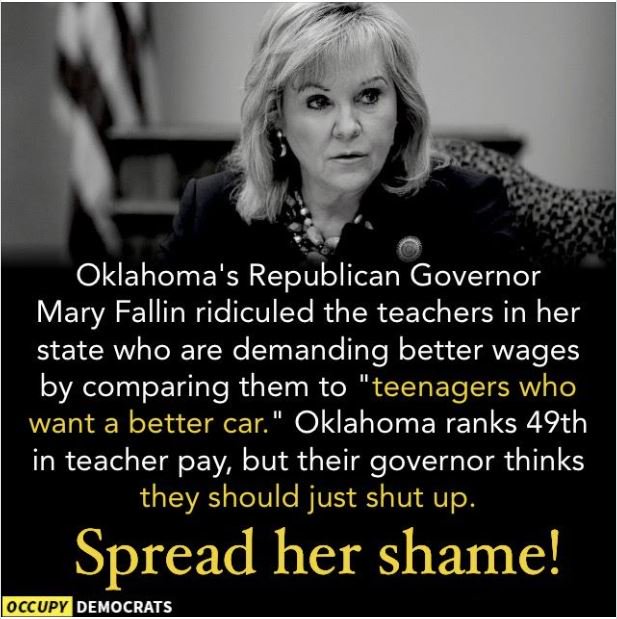 askboomer1949's tweet image. Oklahoma where the ruling party trashes their own teachers ... 
republicans bring with them all of the arrogance and condescention a regressive can embrace as they pretend to give a damn about our children's learning.
#Oklahoma #OklahomaTeachersWalkout