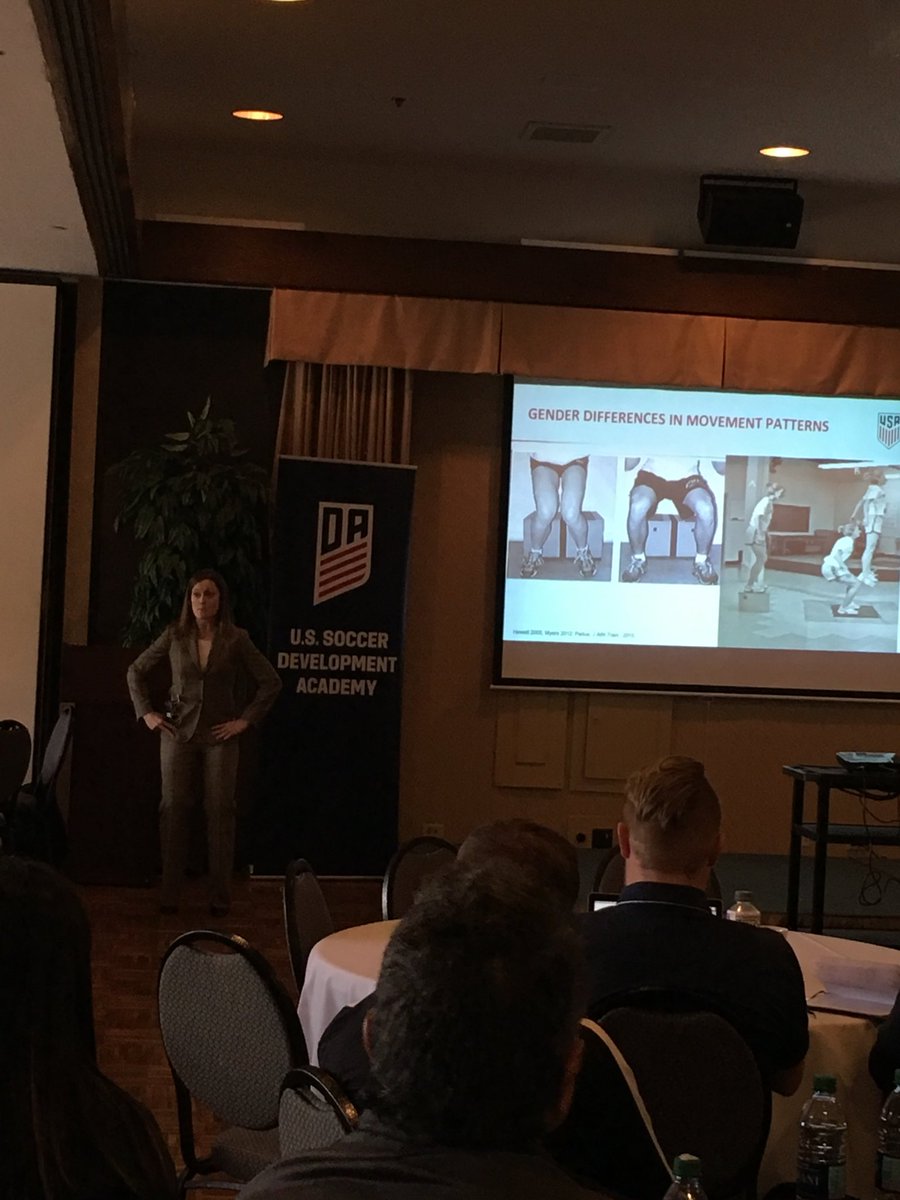 GeorgeChiampas's tweet photo. Elevating player safety! @ussoccer_acad educating our girls DA coaches on the importance of ACL prevention thanks to #DrEllen Casey from HSS https://t.co/Pd5Bbkuzkn