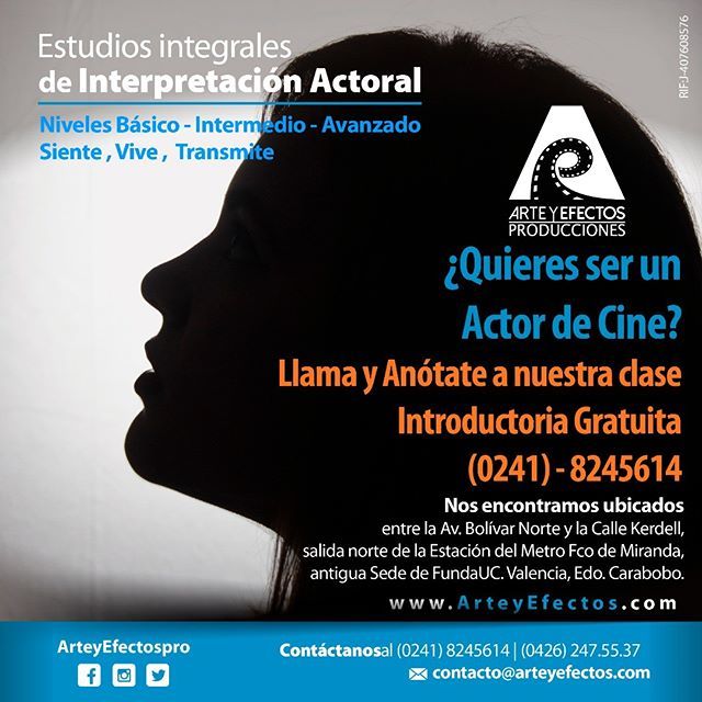 arteyefectospro's tweet photo. Aprovecha esta oportunidad de llevar tu talento a la pantalla grande. Estudia #actuacion para #cine . Llama y Asiste a una primera clase #gratuita en #arteyefectospro @arteyefectospro - Invita a tus amigos https://t.co/jHVBvZ3q37
