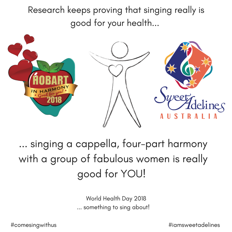 Today is World Health Day 2018 – a great day to remember all the health benefits that come from singing. Nice to know that with all the vocal skills we're attaining and all the fun we're having, being a Sweet Adeline is also good for you! 
#IamSweetAdelines #worldhealthday2018