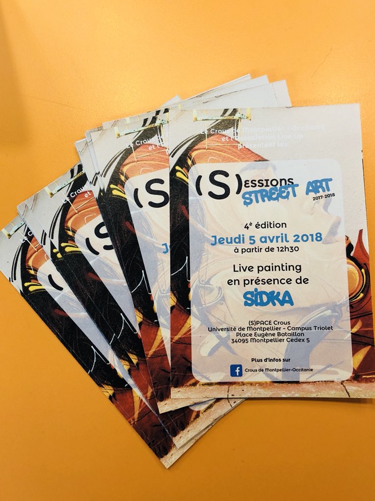 FINAL - (S)ession Street Art au <a href="/crousmontpel/">Crous de Montpellier-Occitanie</a> 

Un grand merci à Hélène, aux artistes NOON dessins, Ose Artwork, Adec et Sidka, à nos partenaires Montana Shop Montpellier et Graphilux d'avoir participer à ce projet. On se retrouve à la rentrée😉 #graffiti #streetart #urbanart