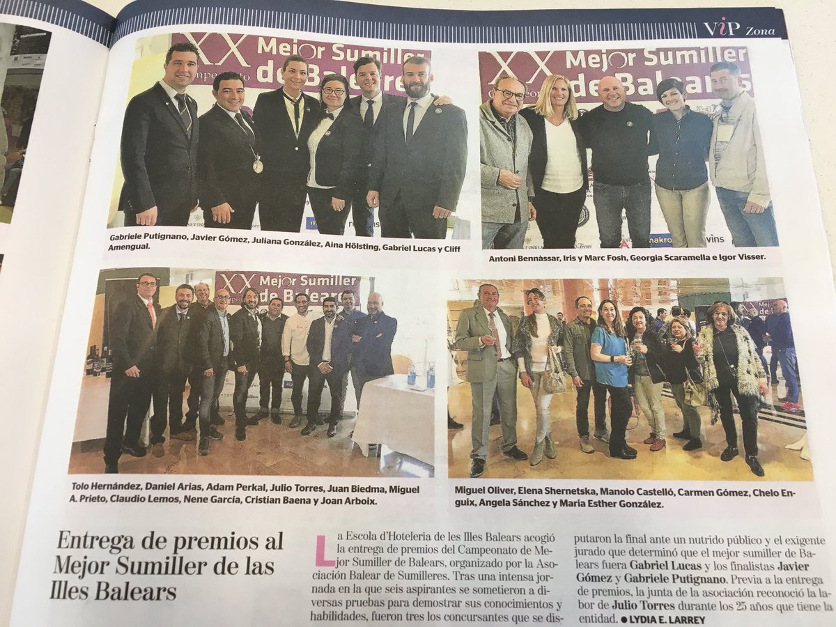 abs_sumilleres's tweet photo. El Concurso Mejor Sumiller de Baleares, hoy en el Suplemento Brisas del Diario local UH @UHmallorca
Gracias Lydia E. Larrey. @LydiaECorral
#abs #absteam #abs25aniversario https://t.co/SzZnZVF1l8