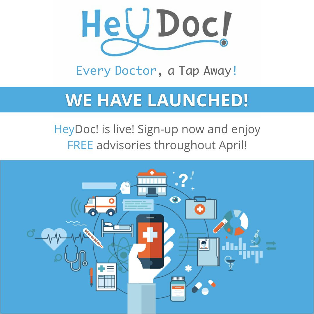 salhidiq's tweet photo. Guess what, HeyDoc! is live! Download the app and enjoy FREE advisories during the month of April, they're on the house! #HeyDoc!

#health #startups #life #Apple #GooglePlay #business #Official #doctor #MarketingTrends #free https://t.co/dstHEEmyB6