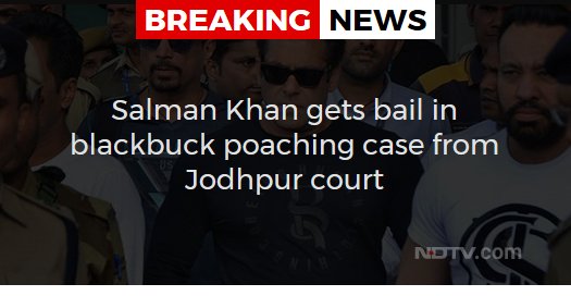 ndtv's tweet photo. This is a news alert. More details to follow. #JustIn #NDTVNews #BlackBuckPoachingCase https://t.co/ACVP4FlIN3